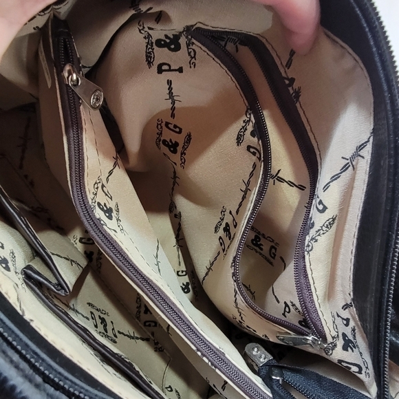 P & G COLLECTION Brown Western Shoulder Bag Embellished Studded - Picture 7 of 17